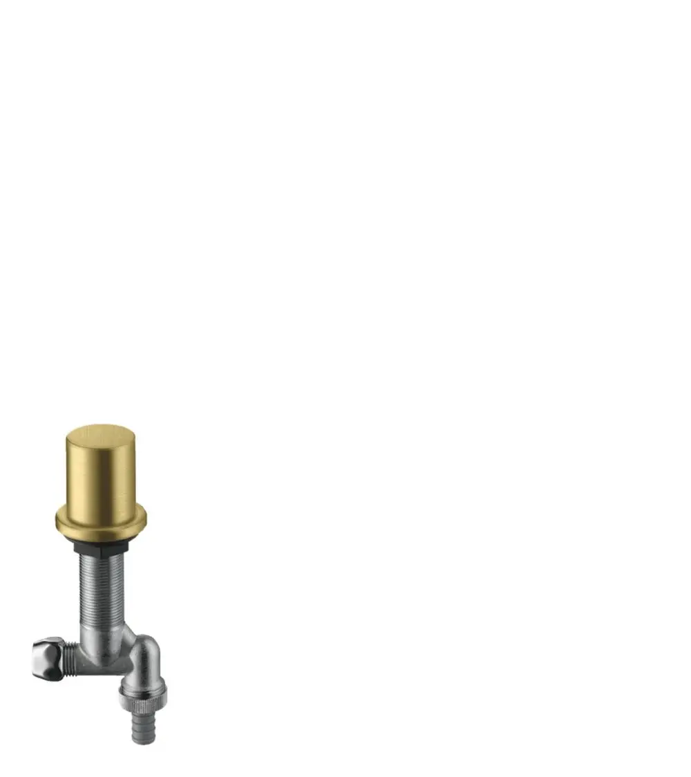 Küchen-Geräteabsperrventil in metallischer Ausführung, mit einem runden Griff und Gewindeanschluss. Produkt von Hansgrohe.